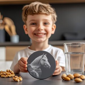 Slate Coaster Engraving File, Majestic Stallion PNG, Rustic