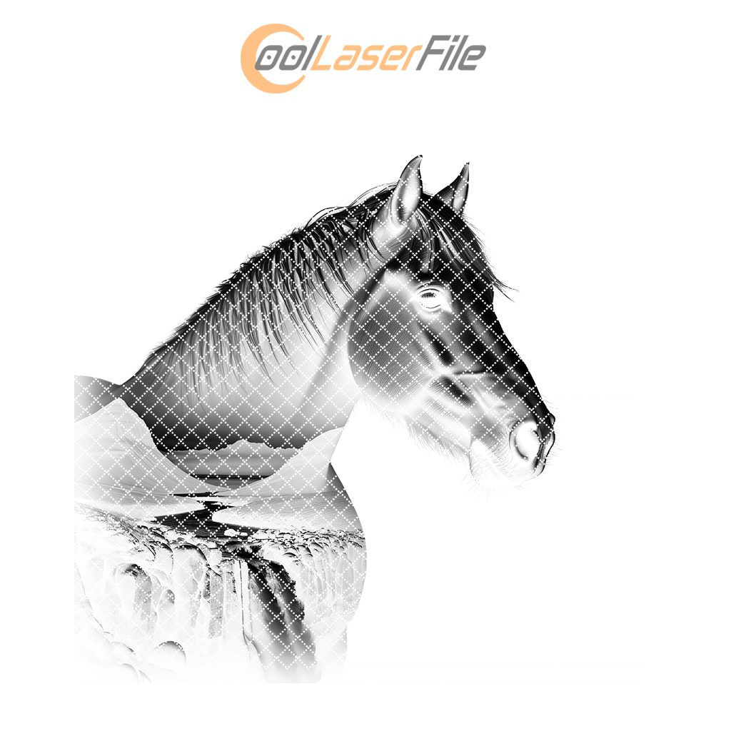 Slate Coaster Engraving File, Majestic Stallion PNG, Rustic