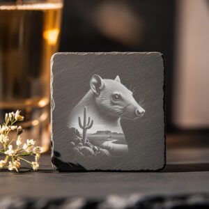 Slate Coaster Engraving File, Mystical Armadillo Design, Laser