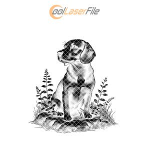 Slate Coaster Engraving PNG, Dog on Rocks Rustic