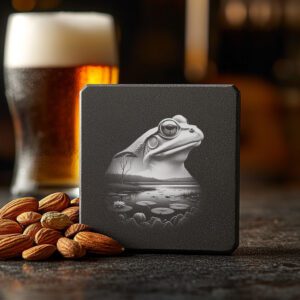 Slate Coaster Laser Engraving File, Tranquil Frog Animal