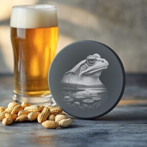 Slate Coaster Laser Engraving File, Tranquil Frog Animal