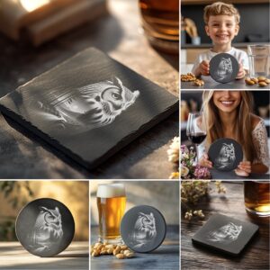 Slate Coaster Laser Engraving PNG Bundle, Modern Drink