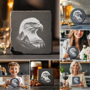 Slate Coaster Laser Engraving PNG Bundle, Modern Drink