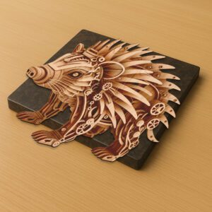 Steampunk Armadillo 3D Illusion Laser Engraving Design, Mechanical