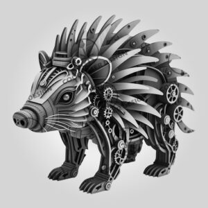 Steampunk Armadillo 3D Illusion Laser Engraving Design, Mechanical
