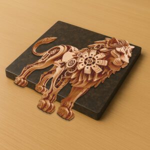 Steampunk Lion 3D Illusion Laser Engraving File, Animal