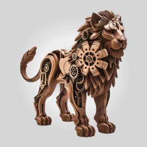 Steampunk Lion 3D Illusion Laser Engraving File, Animal