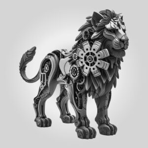 Steampunk Lion 3D Illusion Laser Engraving File, Animal