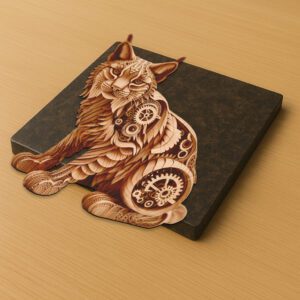 Steampunk Lynx Cat 3D Illusion Laser Engraving File,
