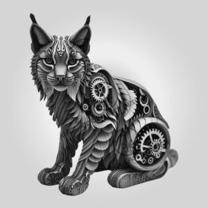 Steampunk Lynx Cat 3D Illusion Laser Engraving File,