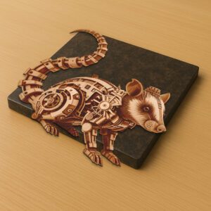 Steampunk Rat 3D Illusion Laser File, Mechanical Animal