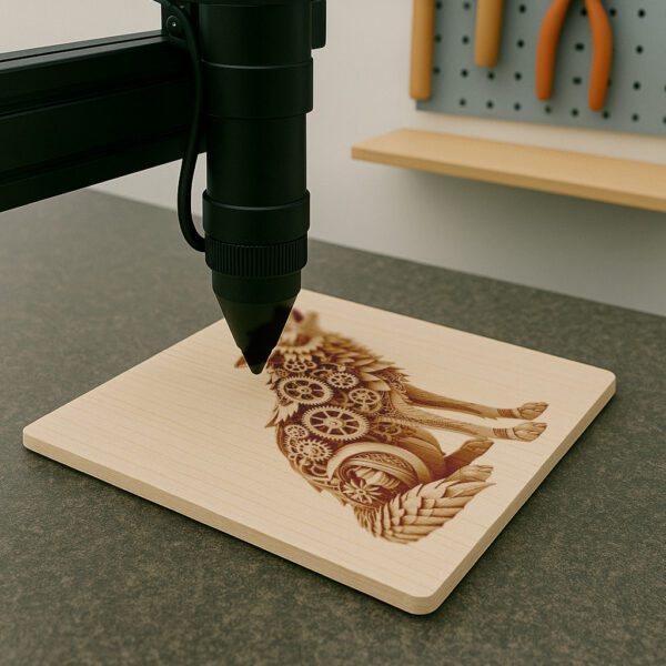 Steampunk Wolf 3D Illusion Laser Engraving File, Howling