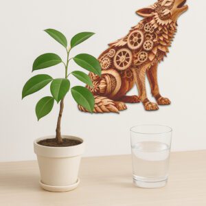 Steampunk Wolf 3D Illusion Laser Engraving File, Howling