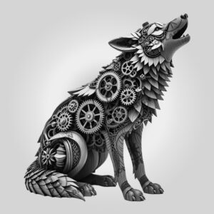 Steampunk Wolf 3D Illusion Laser Engraving File, Howling
