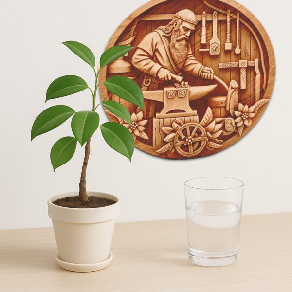 Viking Blacksmith 3D Illusion Laser Engraving Art, Unique