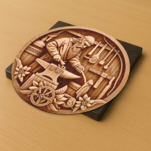Viking Blacksmith 3D Illusion Laser Engraving Art, Unique