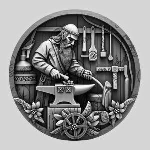 Viking Blacksmith 3D Illusion Laser Engraving Art, Unique
