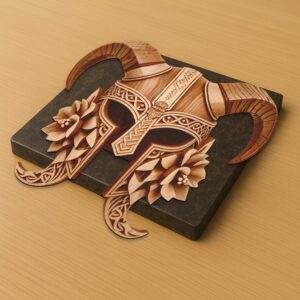 Viking Helmet 3D Illusion Laser Engraving, Norse Wall