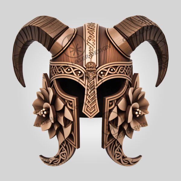 Viking Helmet 3D Illusion Laser Engraving, Norse Wall