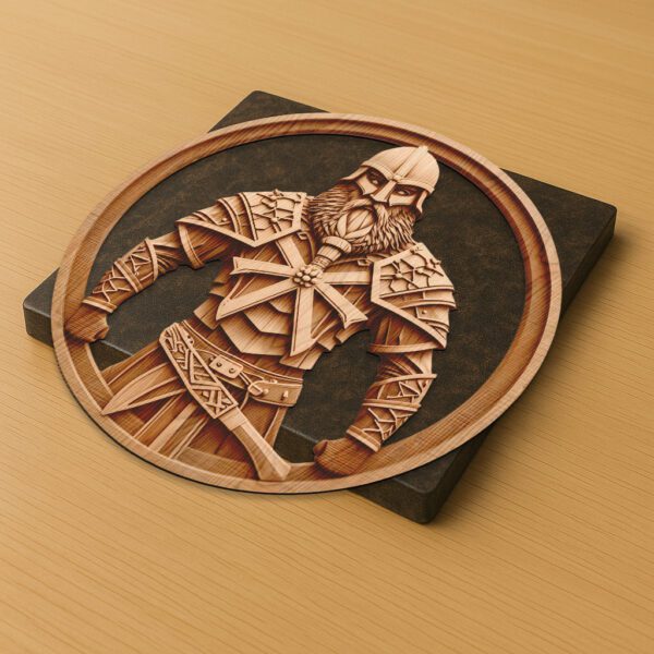 Viking Soldier 3D Illusion Laser Engraving File, Detailed