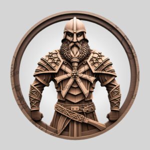 Viking Soldier 3D Illusion Laser Engraving File, Detailed