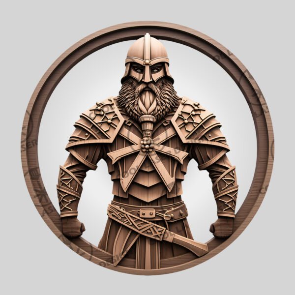 Viking Soldier 3D Illusion Laser Engraving File, Detailed