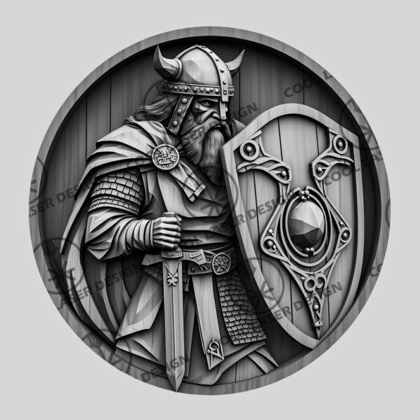Viking Soldier 3D Illusion Laser Engraving File, Norse