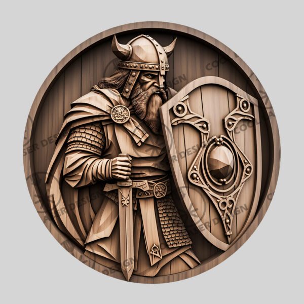 Viking Soldier 3D Illusion Laser Engraving File, Norse