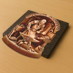 Viking Soldier Blacksmith 3D Illusion Engraving File, Rustic