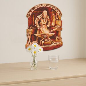 Viking Soldier Blacksmith 3D Illusion Engraving File, Rustic