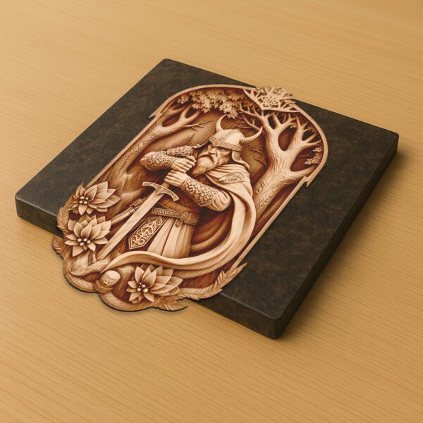 Viking Warrior 3D Illusion Laser Engraving File, Norse