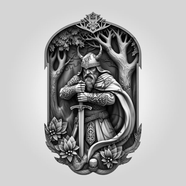 Viking Warrior 3D Illusion Laser Engraving File, Norse