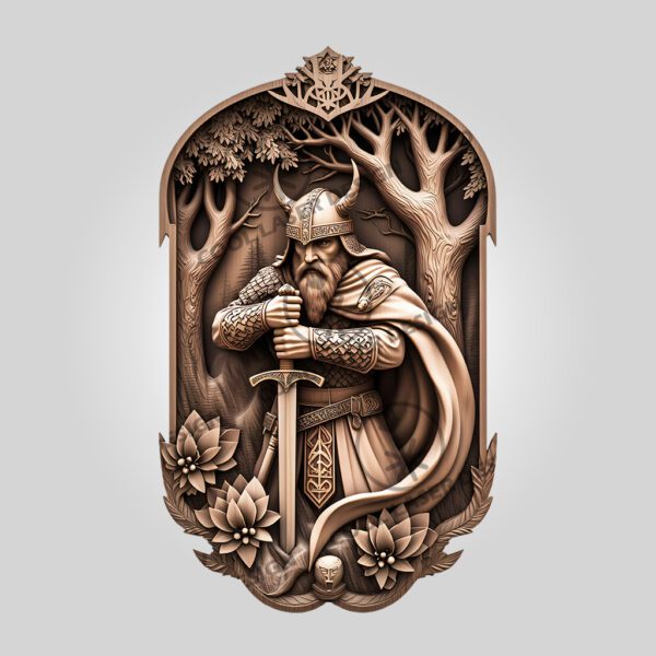 Viking Warrior 3D Illusion Laser Engraving File, Norse