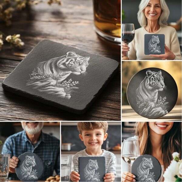 Wild Animal Coaster Engraving Bundle, 6 Unique PNG