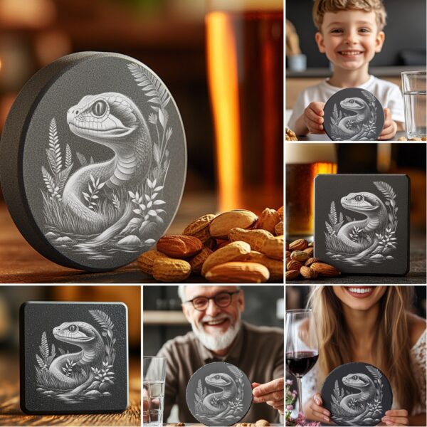 Wild Animal Coaster Engraving Bundle, 6 Unique PNG
