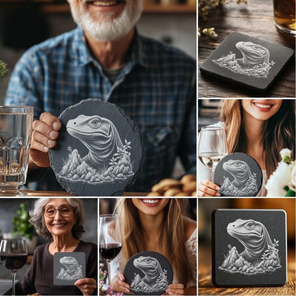 Wild Animal Coaster Engraving Bundle, 6 Unique PNG