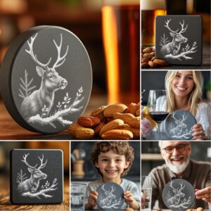 Wild Animal Coaster Engraving PNG Bundle, Rustic Wildlife
