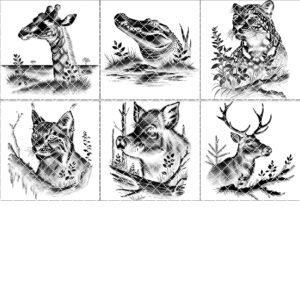 Wild Animal Coaster Engraving PNG Bundle, Rustic Wildlife