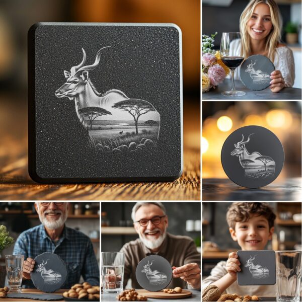 Wild Animal Double Exposure Bundle, Slate Coaster Engraving