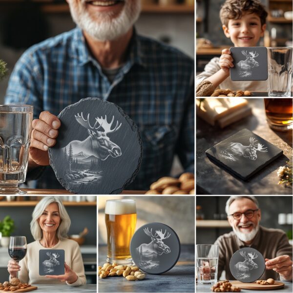 Wild Animal Double Exposure Bundle, Slate Coaster Engraving