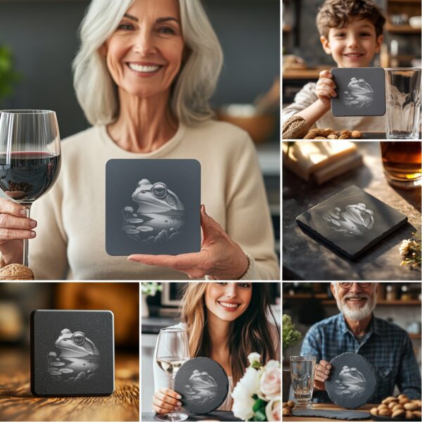 Wild Animal Double Exposure Bundle, Slate Coaster Engraving