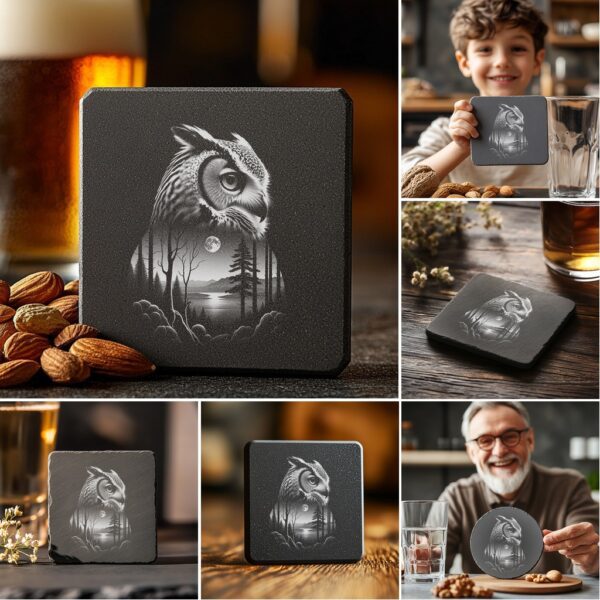 Wild Animal Double Exposure Bundle, Slate Coaster Engraving