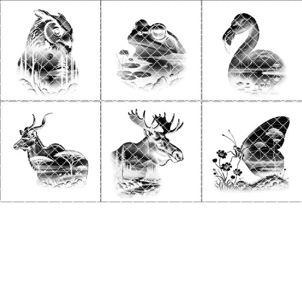 Wild Animal Double Exposure Bundle, Slate Coaster Engraving