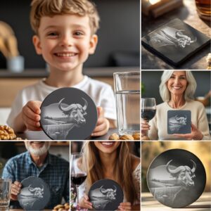 Wild Animal Double Exposure Coaster Engraving Bundle, Rustic