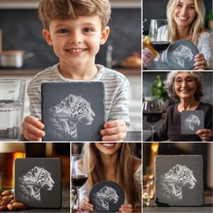 Wild Animal Double Exposure Coaster Engraving Bundle, Rustic