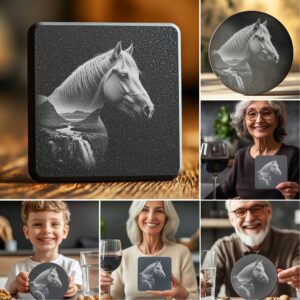 Wild Animal Double Exposure Coaster Engraving Bundle, Rustic