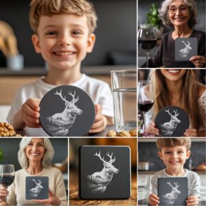 Wild Animal Double Exposure Coaster Engraving Bundle, Rustic