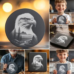 Wild Animal Double Exposure Coaster Engraving Bundle, Rustic