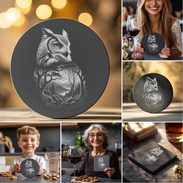 Wild Animal Double Exposure Coaster Engraving PNG Bundle